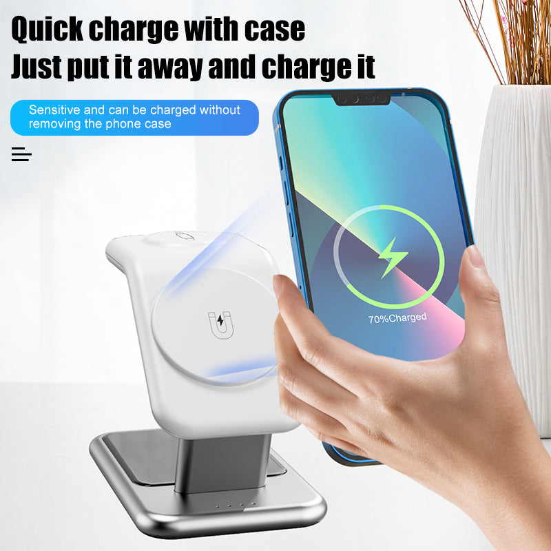 Luxury texture aluminum alloy magnetic 3-in-1 wireless charging stand