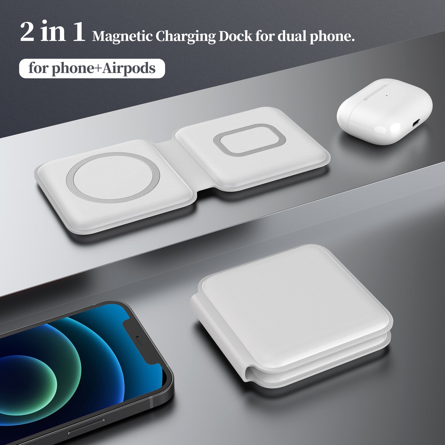 Foldable 2 in 1 15W Dual wireless charger Q600