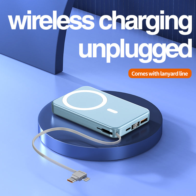 2022 New product magnetic wireless charging bank  with lanyard line A51