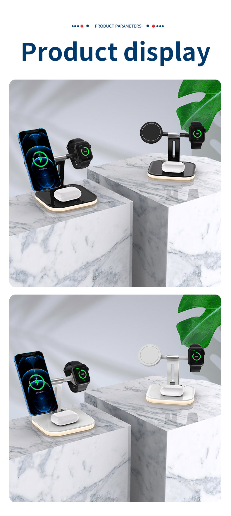 15W 3 in 1 Qi Magnetic Wireless Fast Charger for iPhone 971
