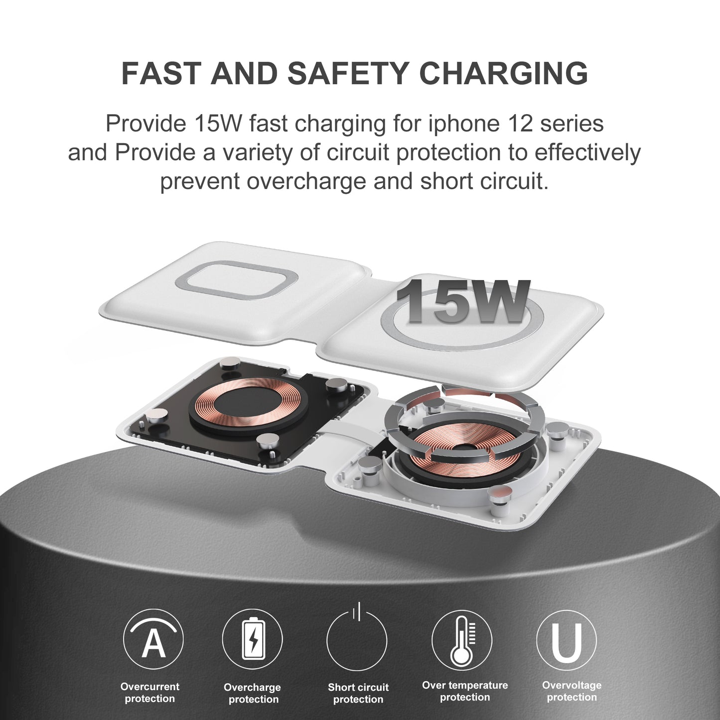 Foldable 2 in 1 15W Dual wireless charger Q600