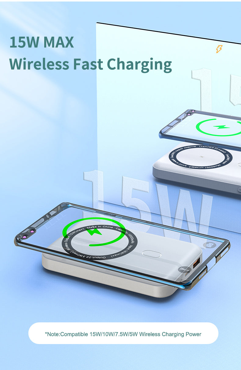 Magnetic power station 10000mah Fast wireless charging Power Bank for iPhone K12