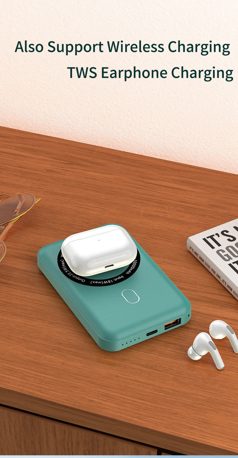 Magnetic power station 10000mah Fast wireless charging Power Bank for iPhone K12