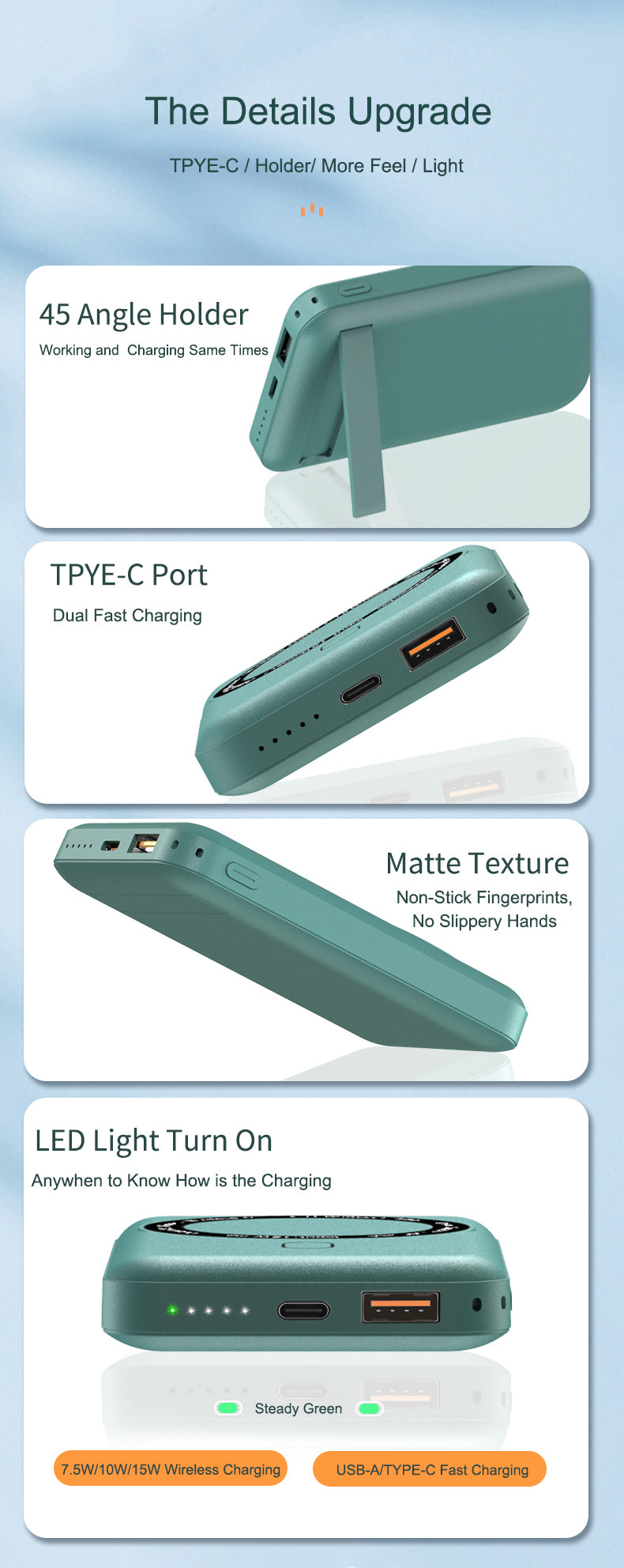 Magnetic power station 10000mah Fast wireless charging Power Bank for iPhone K12