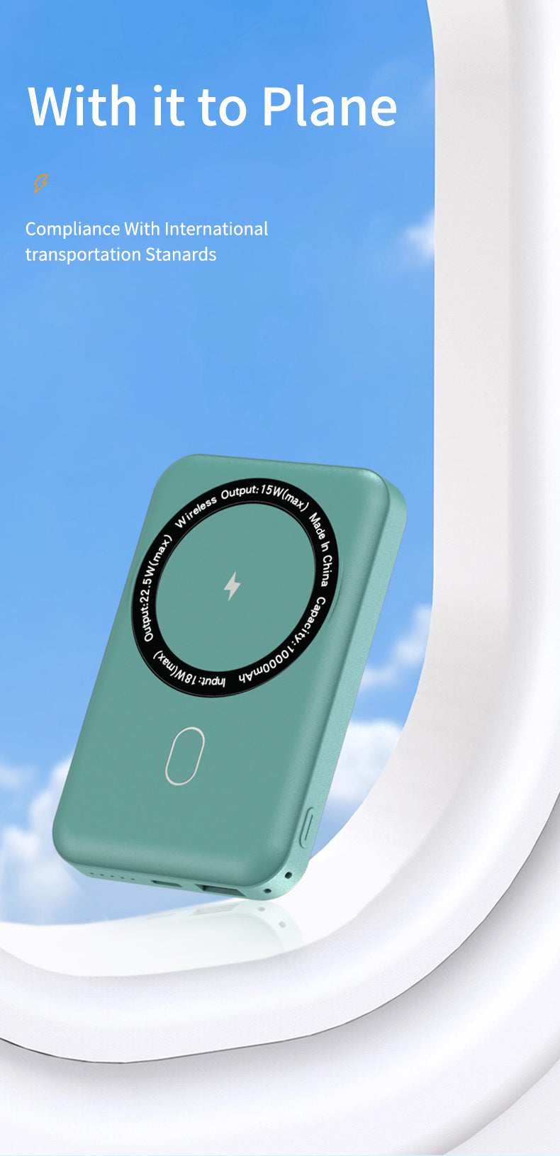Magnetic power station 10000mah Fast wireless charging Power Bank for iPhone K12