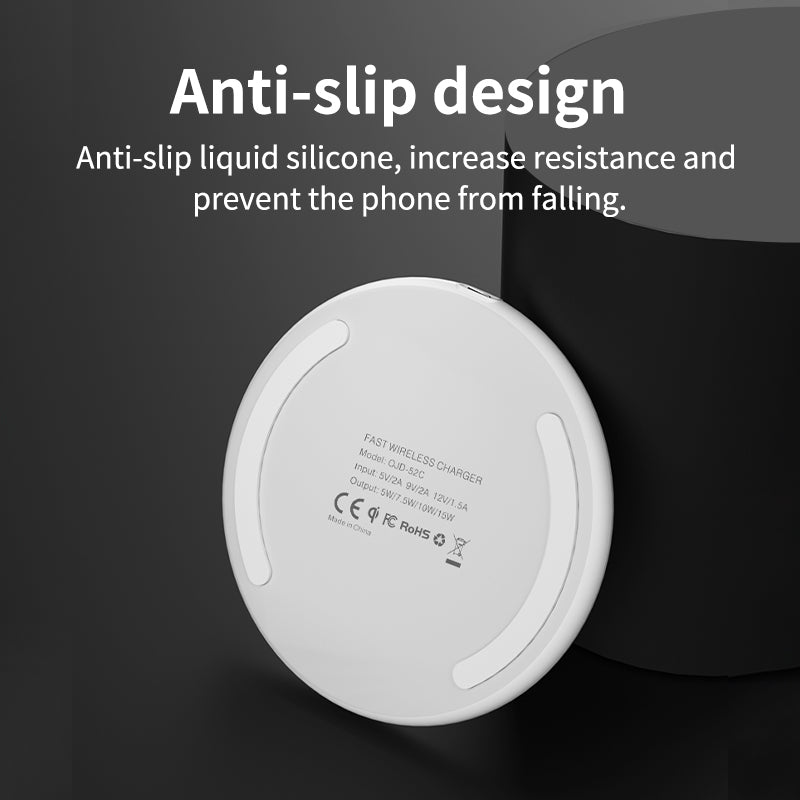 15W QI wireless fast chargeing round pad 52C