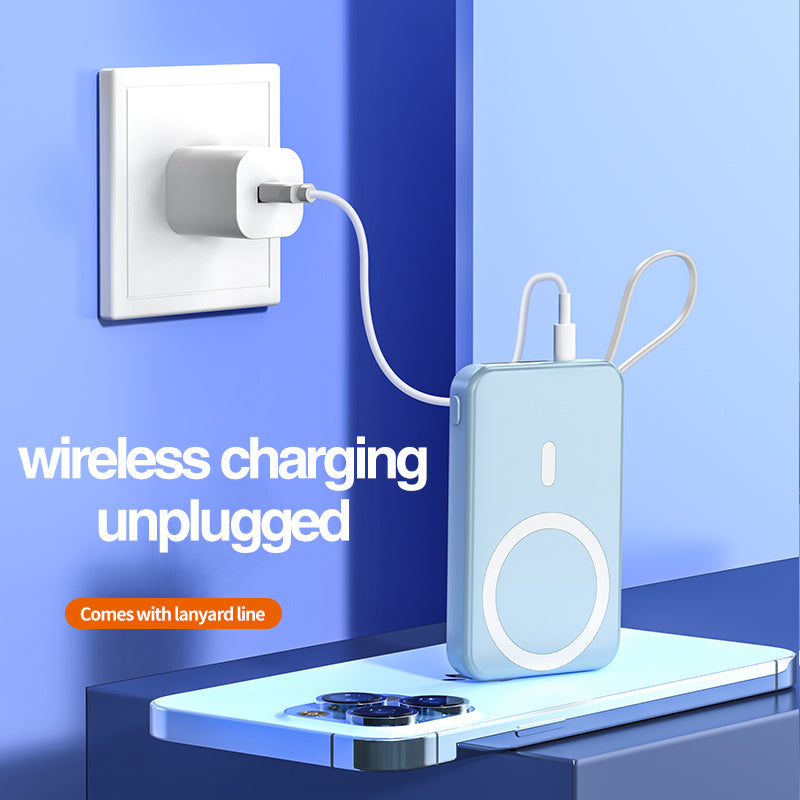 2022 New product magnetic wireless charging bank  with lanyard line A51