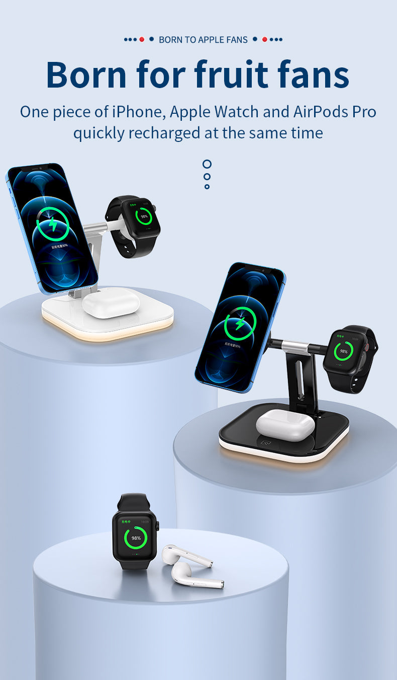 15W 3 in 1 Qi Magnetic Wireless Fast Charger for iPhone 971