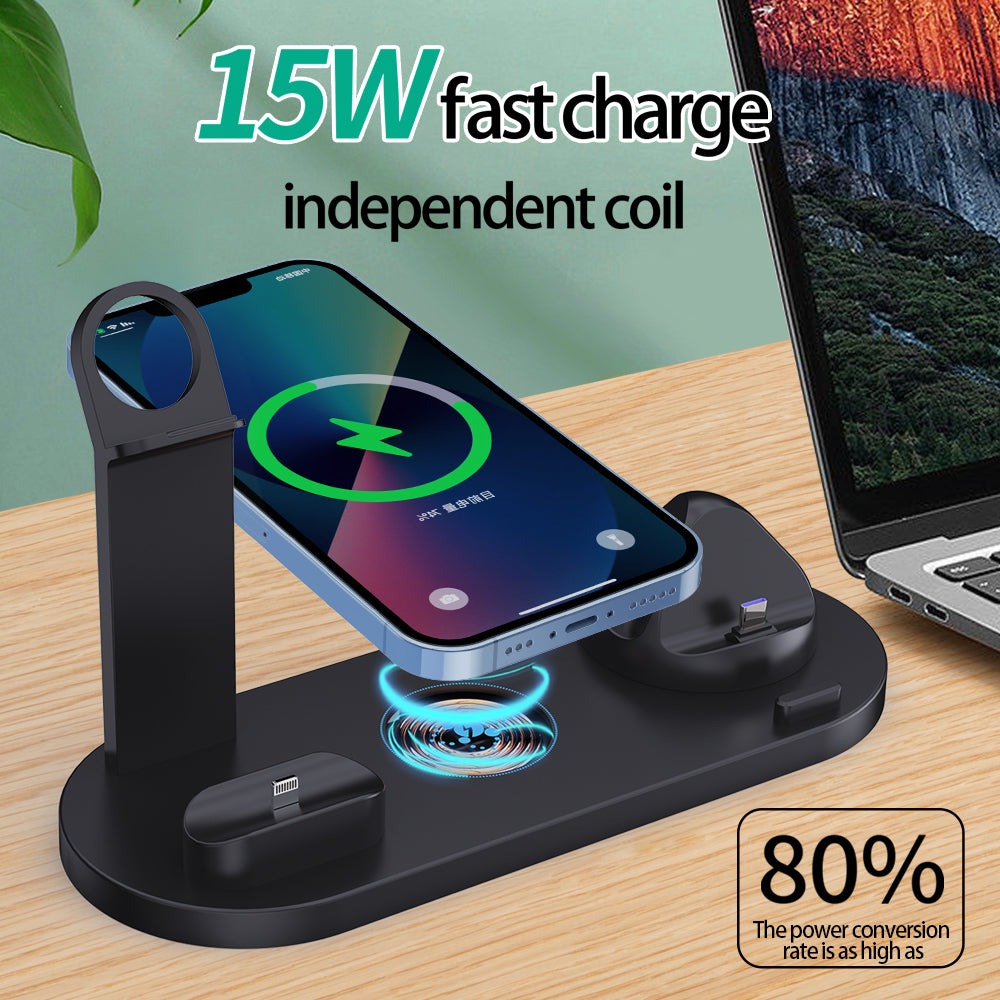Lastest 6-in-1 wireless charging base for samrtphone for Airpods for iWatch for Samsung B07