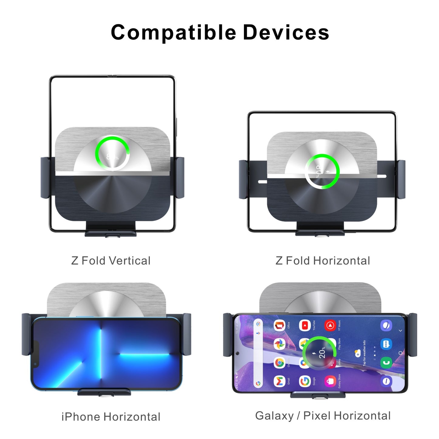 15W double coil Car Wireless Charger for Samsung FOLD Folding Phone