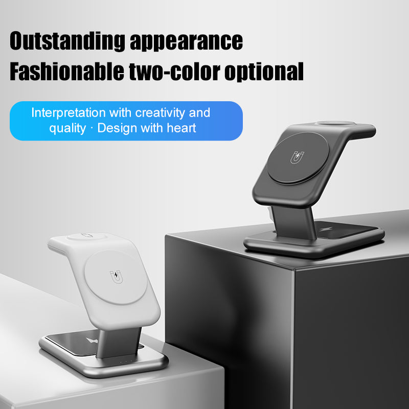 Luxury texture aluminum alloy magnetic 3-in-1 wireless charging stand