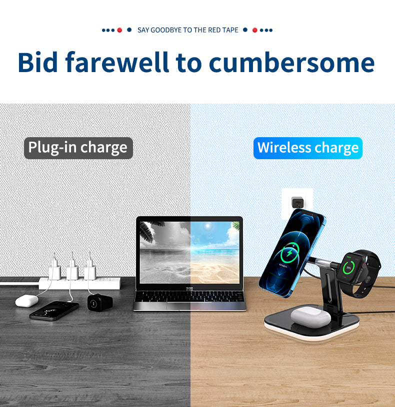 15W 3 in 1 Qi Magnetic Wireless Fast Charger for iPhone 971
