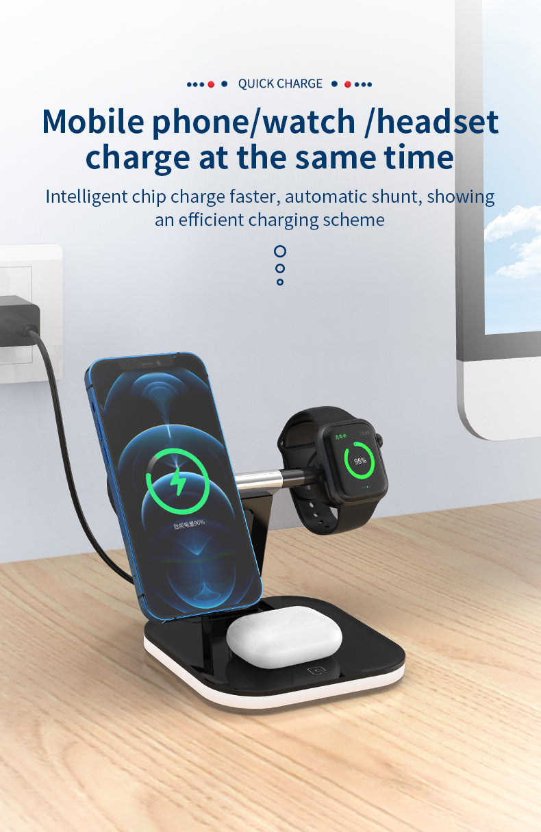15W 3 in 1 Qi Magnetic Wireless Fast Charger for iPhone 971