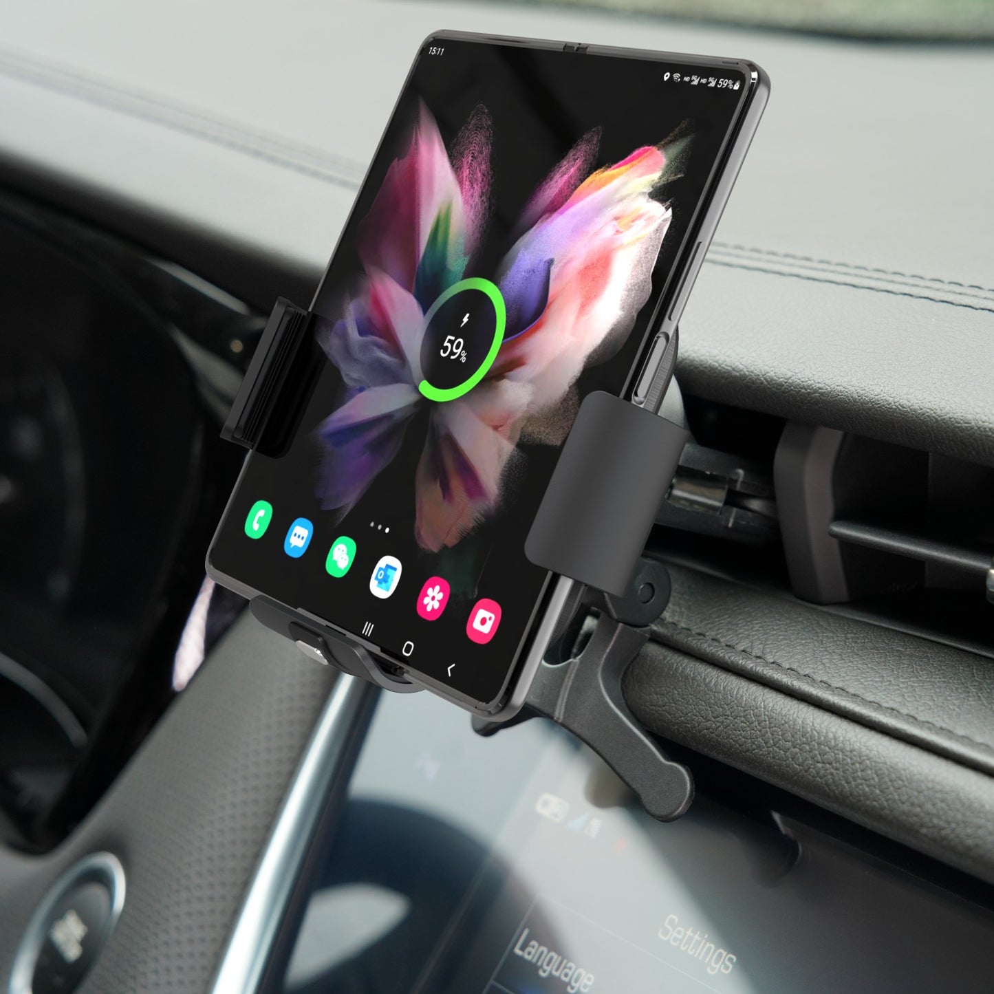 15W double coil Car Wireless Charger for Samsung FOLD Folding Phone