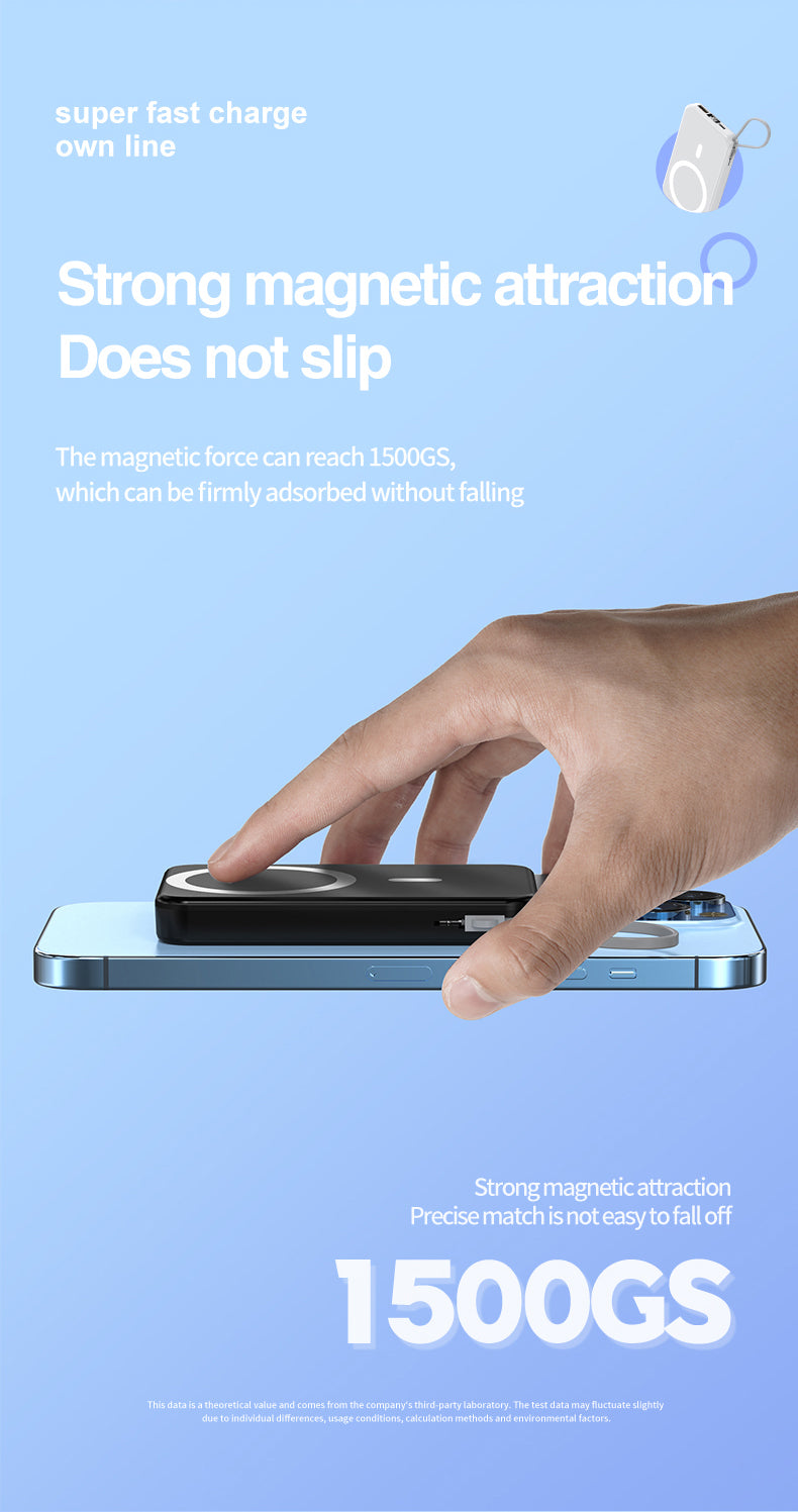 2022 New product magnetic wireless charging bank  with lanyard line A51