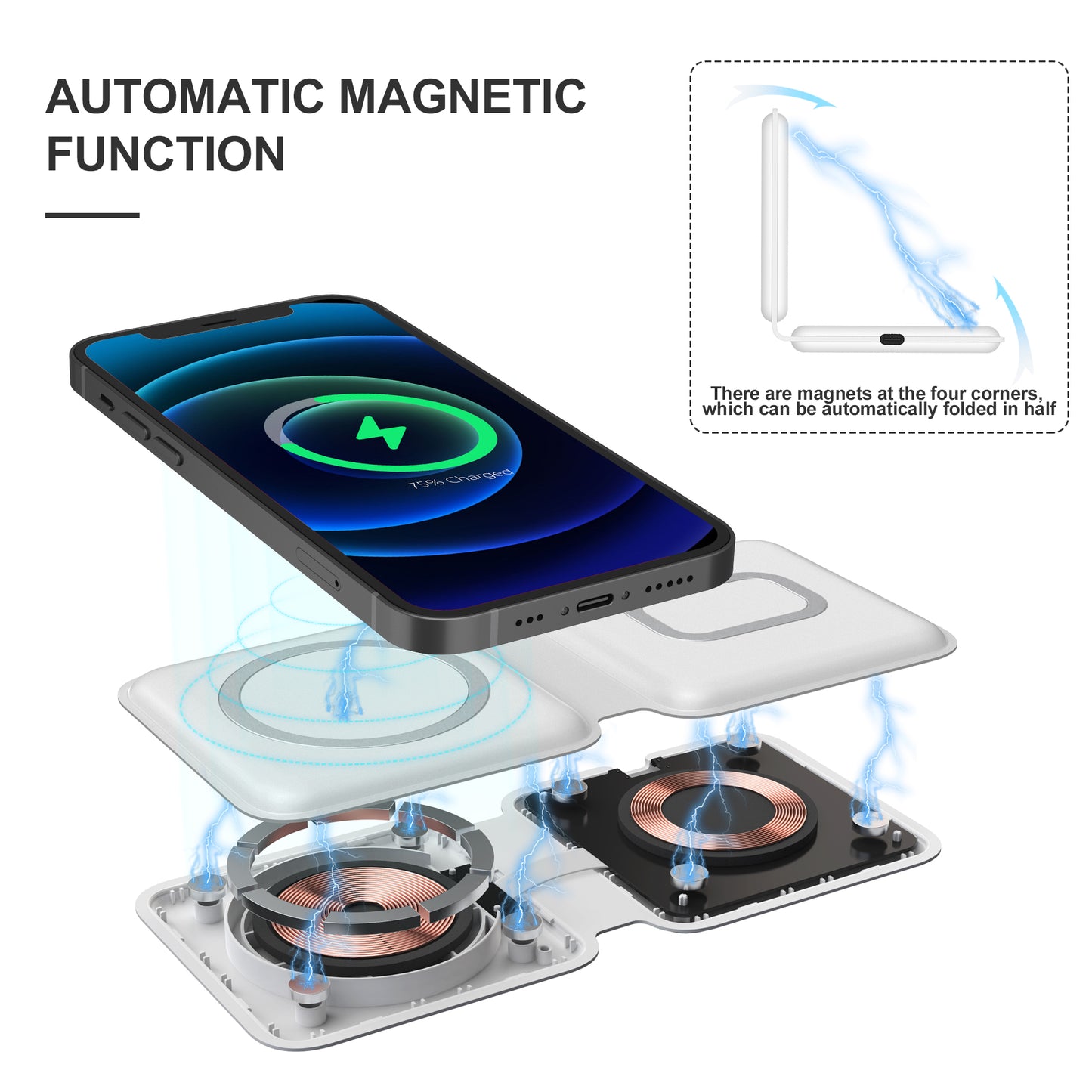 Foldable 2 in 1 15W Dual wireless charger Q600