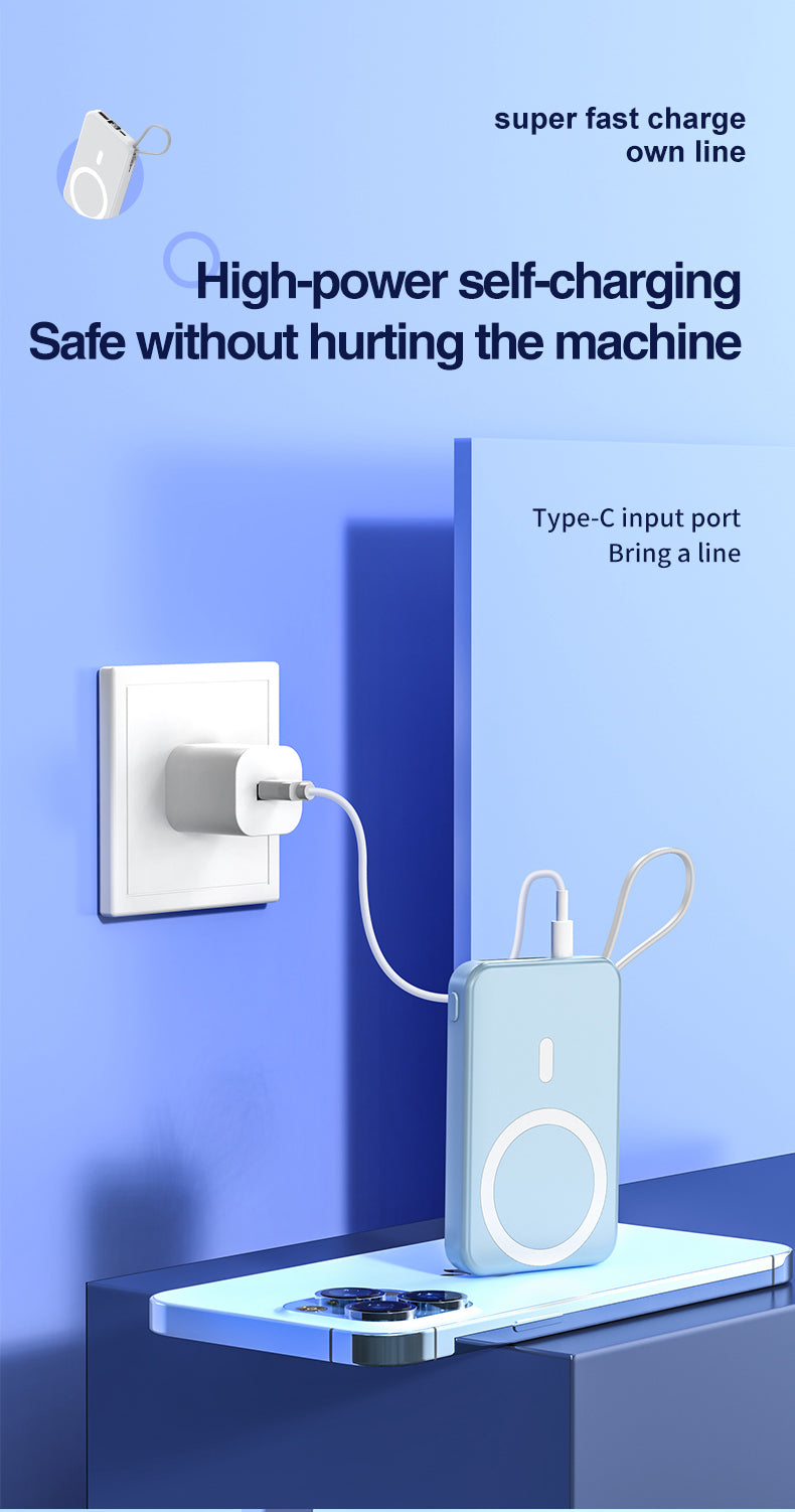 2022 New product magnetic wireless charging bank  with lanyard line A51