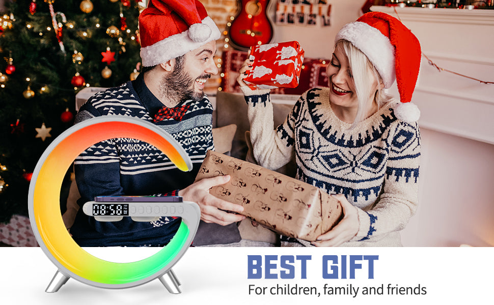 Latest style 15W wireless charger with colorful ambient lighting night light & Bluetooth Speaker