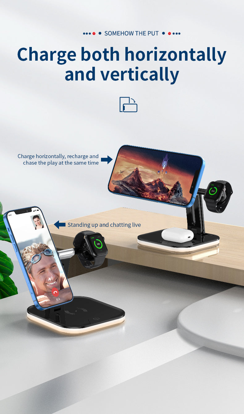 15W 3 in 1 Qi Magnetic Wireless Fast Charger for iPhone 971