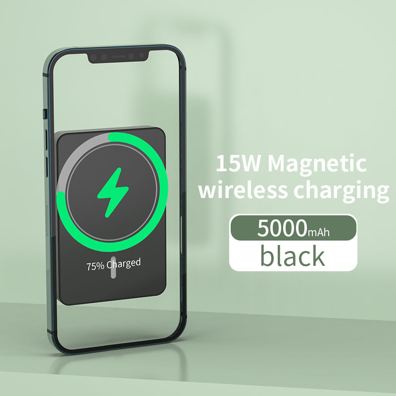 Portable 5000mah 15W Fast wireless Charging Magnetic Power Bank 976