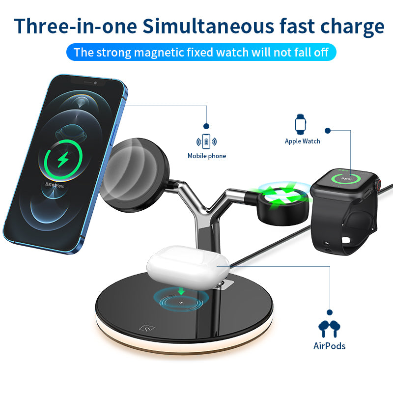 25W 3-in-1 magnetic wireless charger stand 970