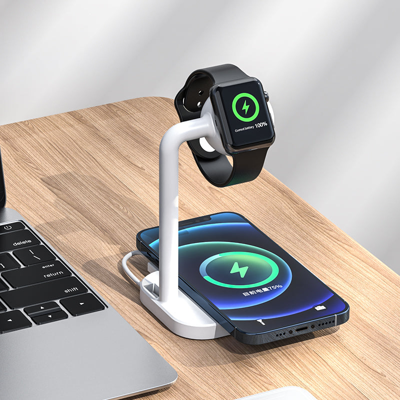 15W fast charging Desktop 2 in 1 magnetic wireless charger 978