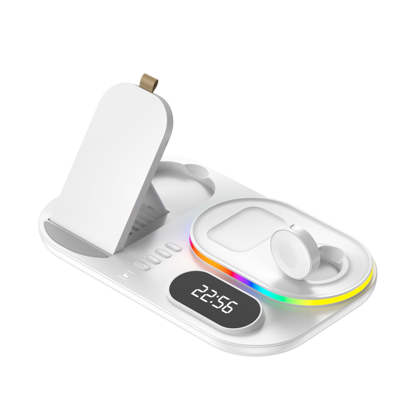 30W Modern RGB Led colorful light Digital Clock time display 5 in 1 Wireless Charger A06