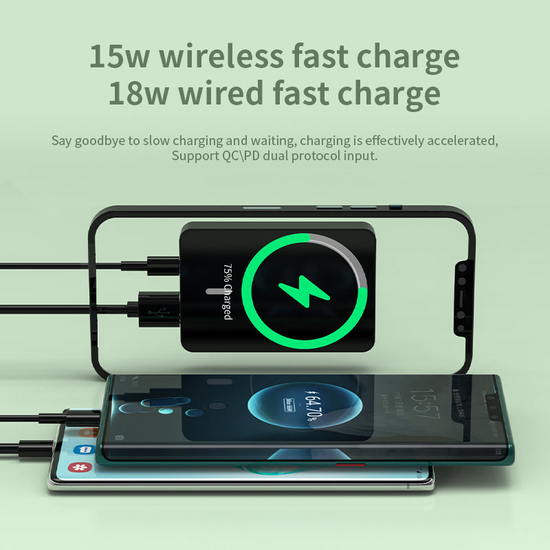 Portable 5000mah 15W Fast wireless Charging Magnetic Power Bank 976