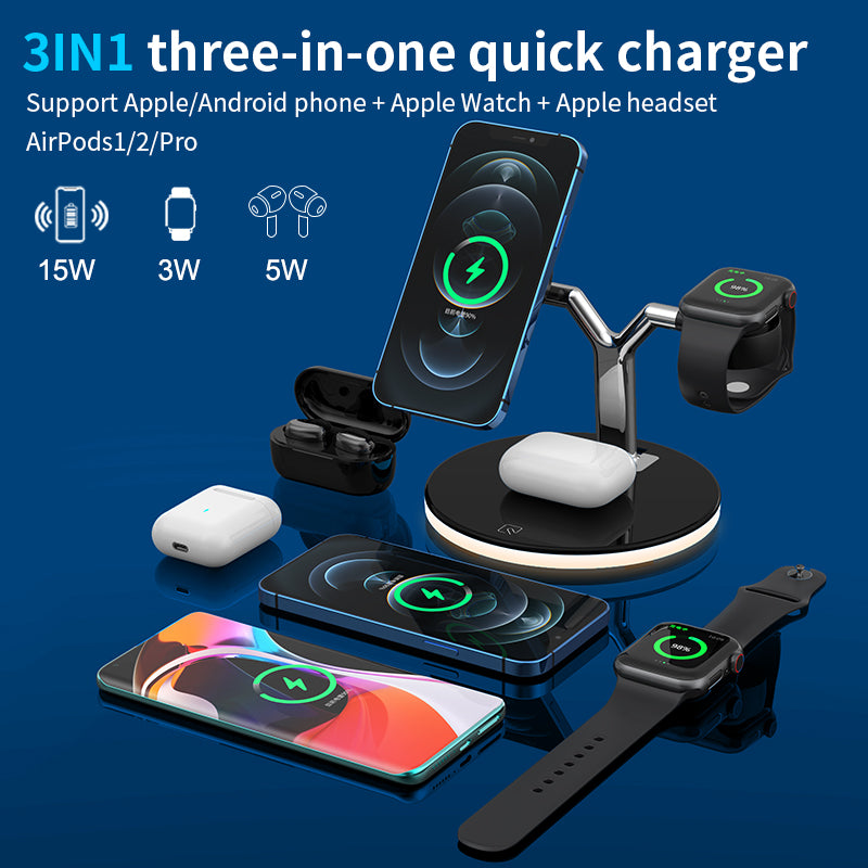 25W 3-in-1 magnetic wireless charger stand 970