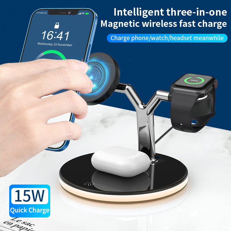 25W 3-in-1 magnetic wireless charger stand 970