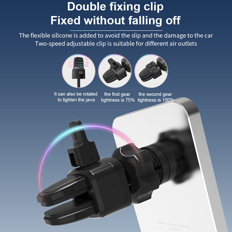 15w Magnetic Car Holder Wireless Charger B8