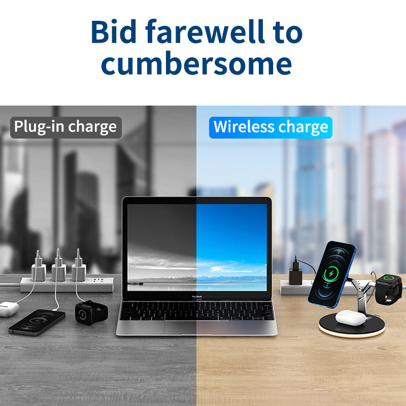 25W 3-in-1 magnetic wireless charger stand 970