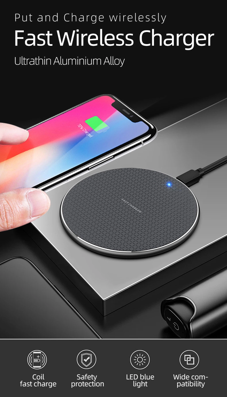 Hot selling Plaid pattern hardware backshell 10W wireless charger pad