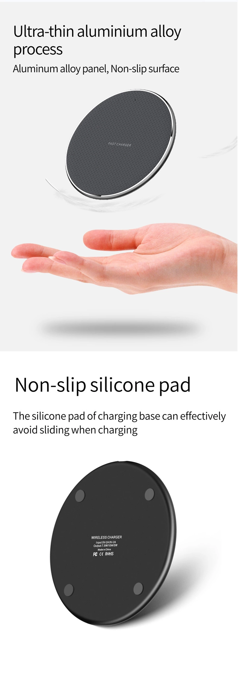 Hot selling Plaid pattern hardware backshell 10W wireless charger pad