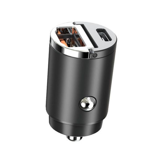 2023 latest hot selling High Power 45W Fast Charging Ring Pull Dual PD Type C USB Mini Car Charger for iPhone Zinc Alloy Material