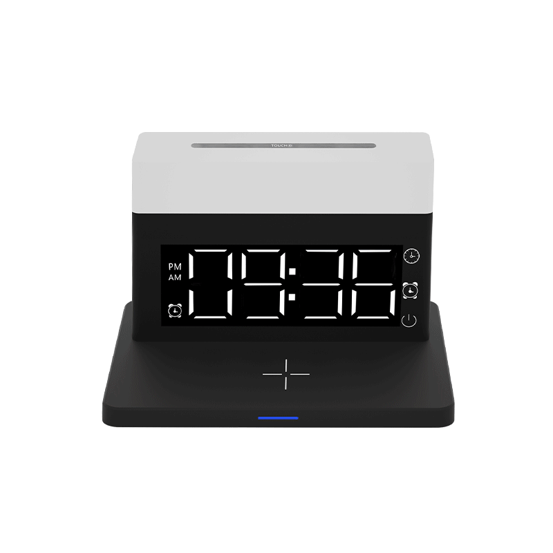 Multifunctional 6 in 1 wireless charger with alarm setting colorful atmosphere lamp N65