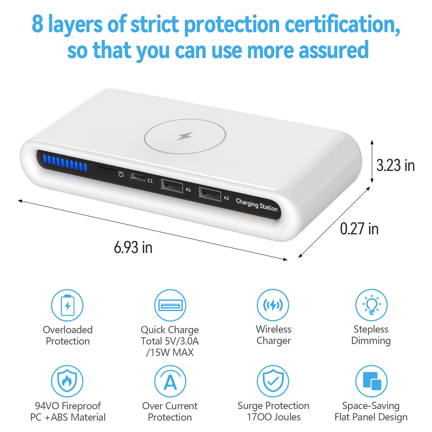 Lastest 30W multi-port 4 in 1 wireless charging station with 2 USB-A + 1 Type-C N67