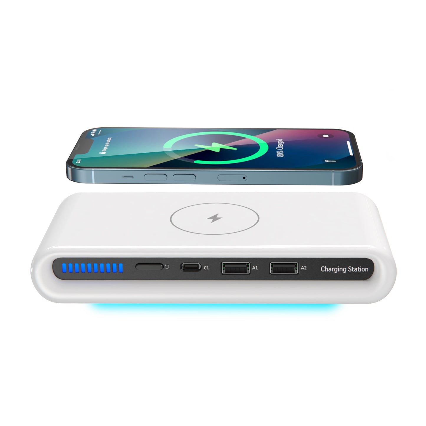 Lastest 30W multi-port 4 in 1 wireless charging station with 2 USB-A + 1 Type-C N67