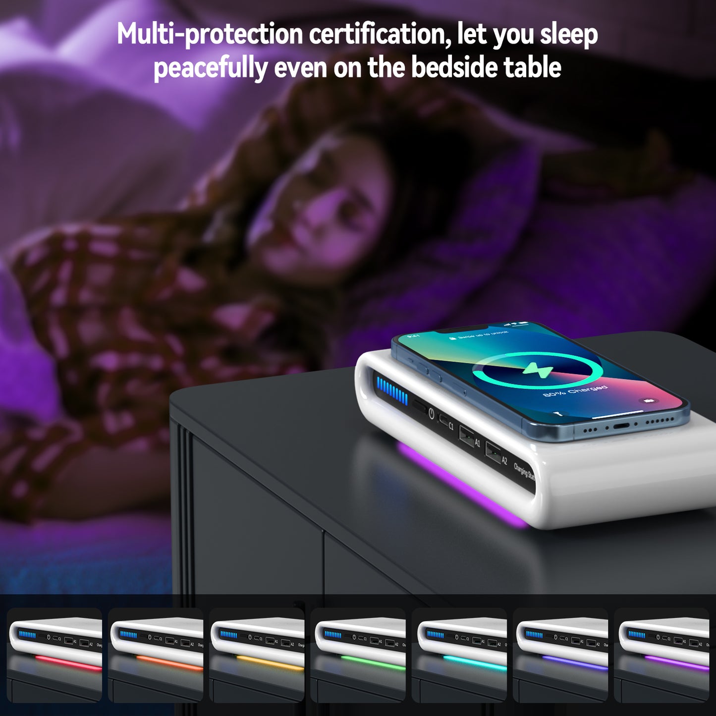 Lastest 30W multi-port 4 in 1 wireless charging station with 2 USB-A + 1 Type-C N67