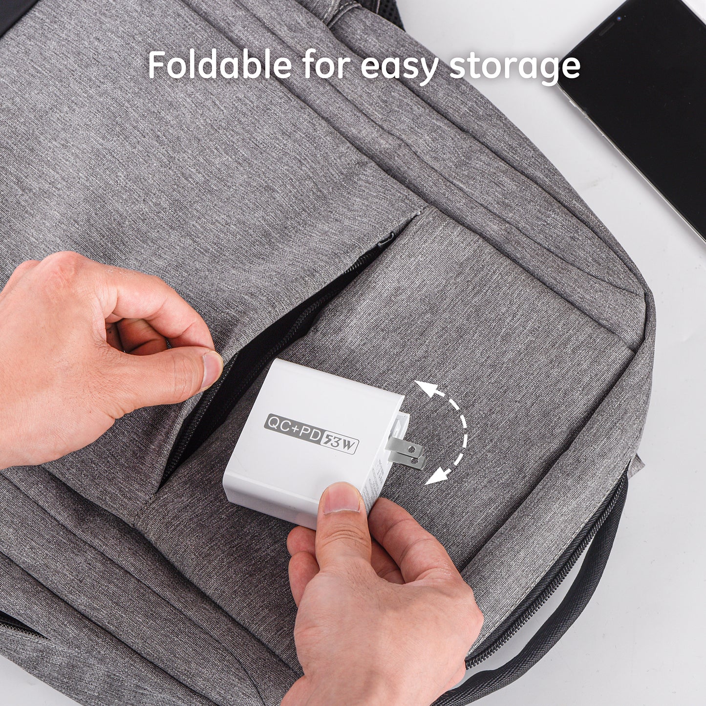 Multi-ports charger QC +PC 53W US Standard power adapter plug foldable for easy storage charging head