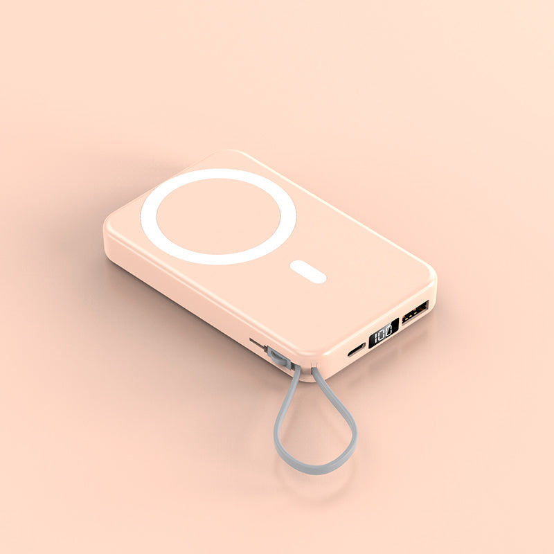 2022 New product magnetic wireless charging bank  with lanyard line A51