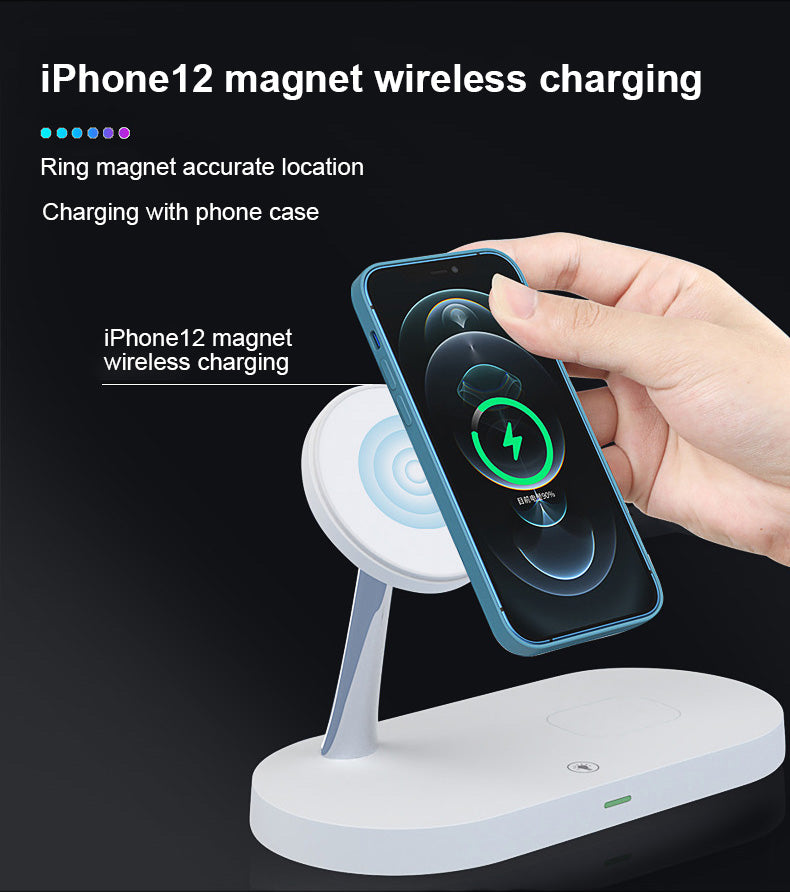 5 In 1 Magnetic Wireless Charger Station with night light T268