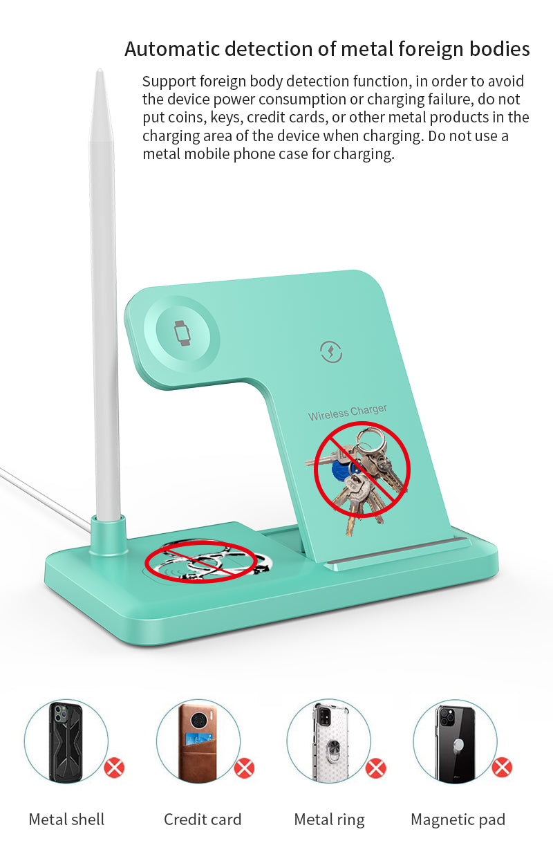 New design foldable 4 in 1 wireless charger for Phones\Apple pencil \iWatch\Airpods 498