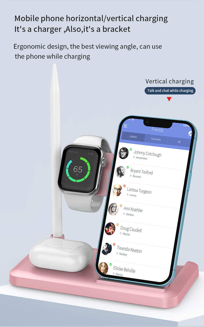 New design foldable 4 in 1 wireless charger for Phones\Apple pencil \iWatch\Airpods 498