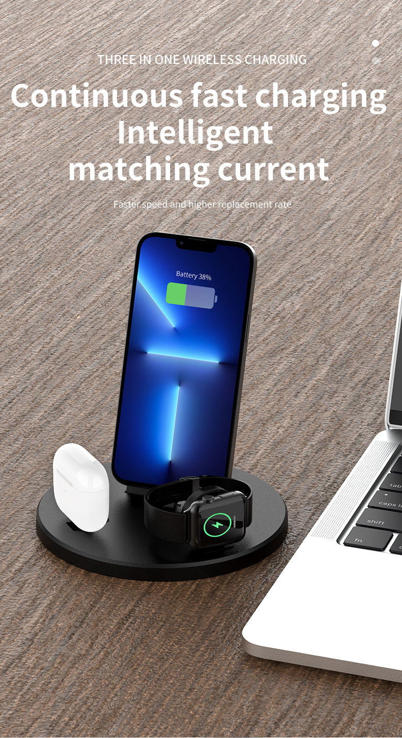 3 in 1 Foldable Charging Station for Apple Products,Fast Wireless Charger Travel Dock Adapter&Light for iPhone 15/14/13/12/11/X/XS/XR 8,iWatch Ultra2/9/Ultra/8/7/6/SE/5/4/3,Air Pods 3/2/Pro/2 (White)