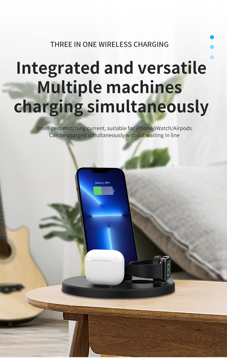 3 in 1 Foldable Charging Station for Apple Products,Fast Wireless Charger Travel Dock Adapter&Light for iPhone 15/14/13/12/11/X/XS/XR 8,iWatch Ultra2/9/Ultra/8/7/6/SE/5/4/3,Air Pods 3/2/Pro/2 (White)