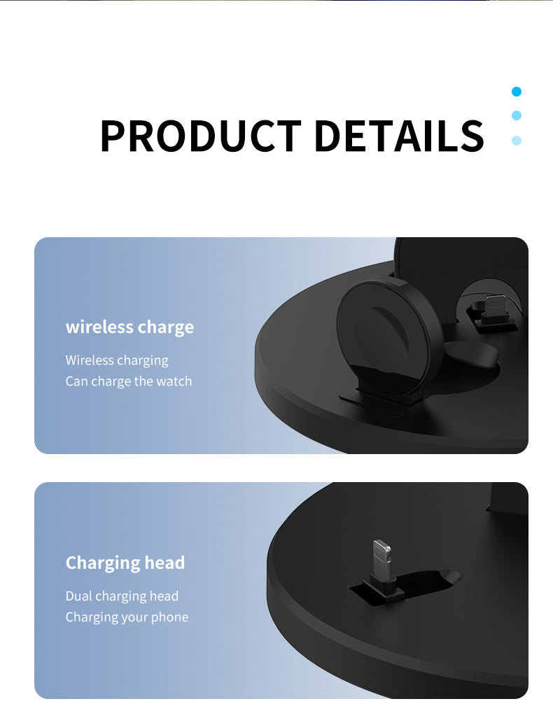 3 in 1 Foldable Charging Station for Apple Products,Fast Wireless Charger Travel Dock Adapter&Light for iPhone 15/14/13/12/11/X/XS/XR 8,iWatch Ultra2/9/Ultra/8/7/6/SE/5/4/3,Air Pods 3/2/Pro/2 (White)