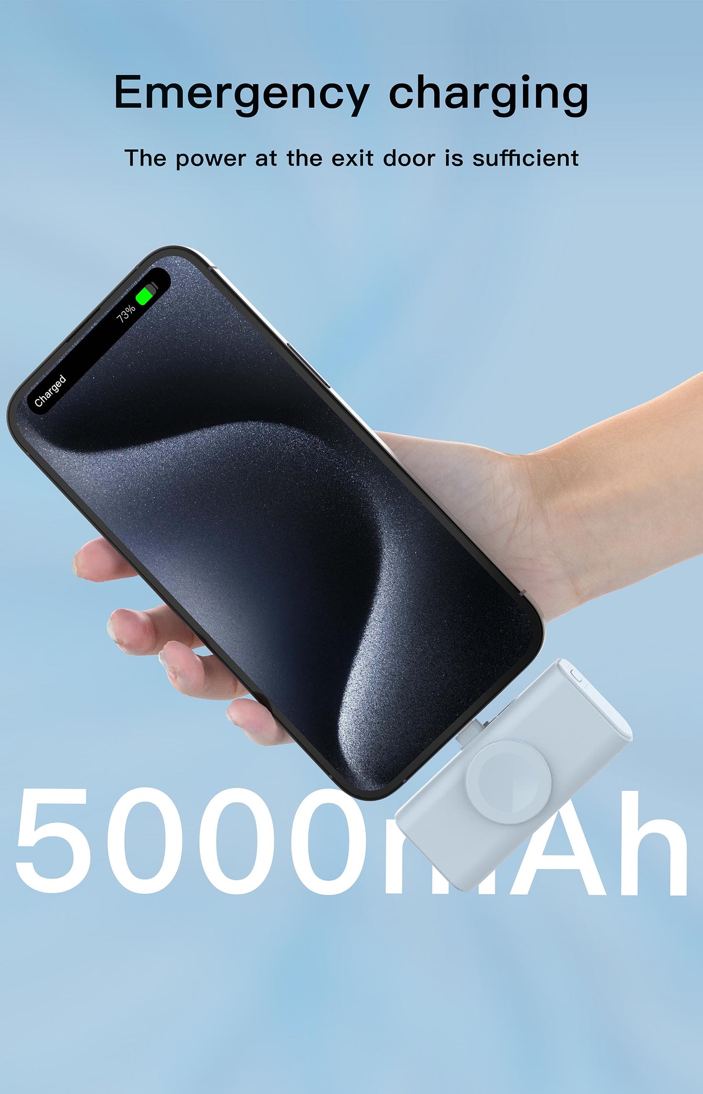 Latest 3 in 1 5000mAh portable power bank with Type-c &lighting two cables for Smartphone and iWatch