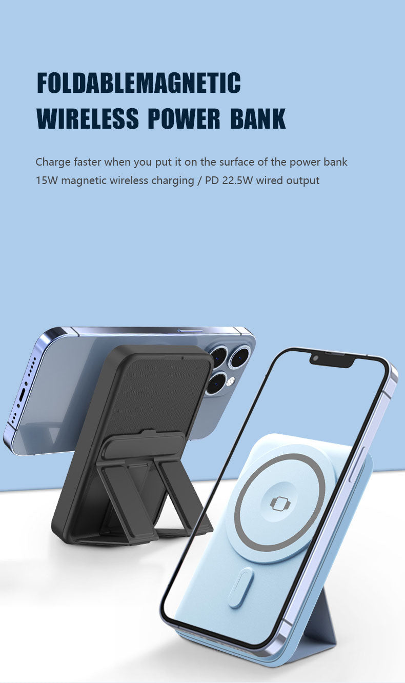 2023 New innovative 2in1 magnetic wireless charging power bank for iPhone 15 & iWatch 5000mAh / 10000mAh mini battery pack