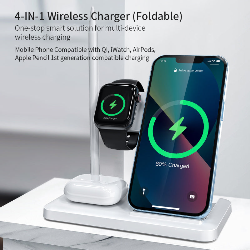 New design foldable 4 in 1 wireless charger for Phones\Apple pencil \iWatch\Airpods 498